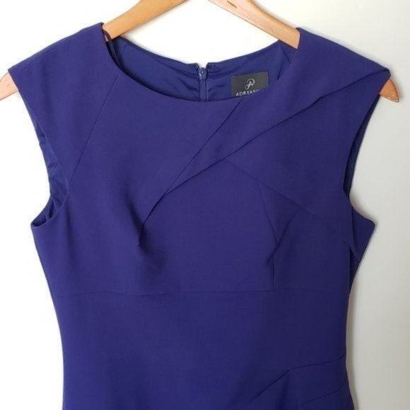 Adrianna Papell Cocktail Sheath Dress Purple Pleat Detail size 4 - Picture 6 of 13